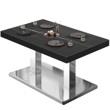 BM | Bistro salongbord | B:D:H 130 x 80 x 41 cm | Sort marmor/rustfritt stål