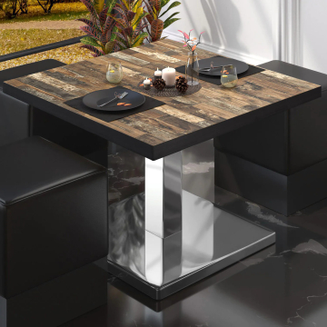 BM | Bistro salongbord | B:D:H 70 x 70 x 41 cm | Vintage gammelt / rustfritt stål