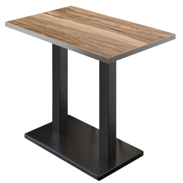 BM | Bistro Staantafel | 110 x 60 x 108 cm | Rechthoekig | RVS Rand | Sheesham / Zwart