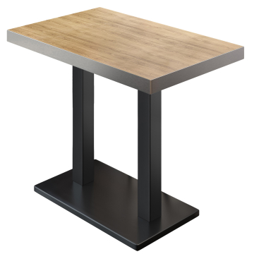 BM | Bistro Standing Table | 110 x 60 x 110 cm | Rectangular | Stainless Steel Edge | Oak / Black