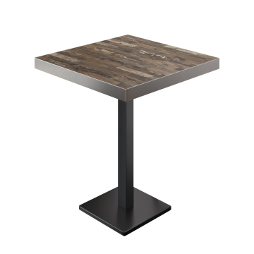 BM | Bistro Statafel | 70 x 70 x 110 cm | Vierkant | RVS Rand | Vintage Oud / Zwart