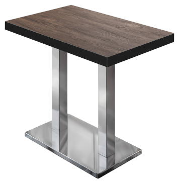 BM | Bistro Stehtabel | 110 x 60 x 110 cm | Rektangel | Sort kant | Lys Wenge / Rustfrit stål