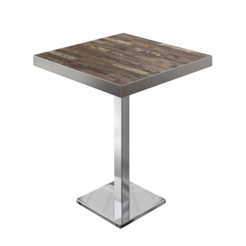 BM | Bistro Stehtabel | 80 x 80 x 110 cm | Firkantet | Rustfrit stål kant | Vintage gammel / rustfrit stål