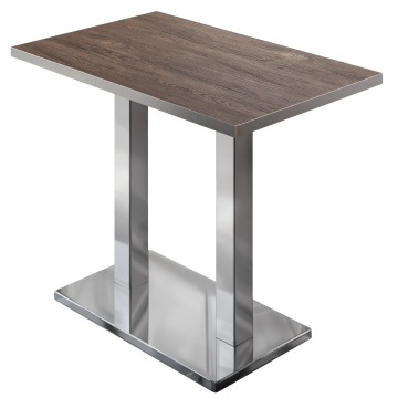 BM | Bistro Stehtabell | 120 x 70 x 108 cm | Rektangulär | Rostfritt stål kant | Ljus Wenge / Rostfritt stål