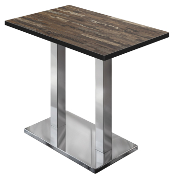 BM | Bistro Stehtisch | 110 x 60 x 108 cm | Rechteckig | Schwarzer Rand | Vintage Old / Edelstahl
