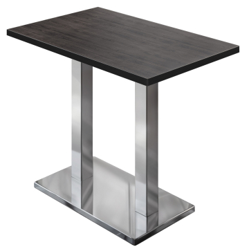 BM | Bistro Stehtisch | 110 x 60 x 108 cm | Rechteckig | Schwarzer Rand | Wenge / Edelstahl