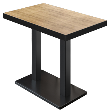 BM | Bistro Stehtisch | 110 x 60 x 110 cm | Rechteckig | Schwarzer Rand | Eiche / Schwarz