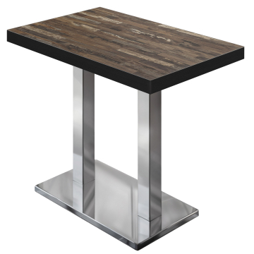 BM | Bistro Stehtisch | 110 x 60 x 110 cm | Rechteckig | Schwarzer Rand | Vintage Old / Edelstahl