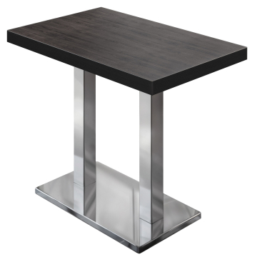 BM | Bistro Stehtisch | 110 x 60 x 110 cm | Rechteckig | Schwarzer Rand | Wenge / Edelstahl