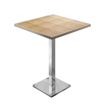 BM | Bistro Stehtisch | 60 x 60 x 108 cm | Quadratisch | Edelstahl Rand | Eiche / Edelstahl