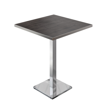 BM | Bistro Stehtisch | 60 x 60 x 108 cm | Quadratisch | Edelstahl Rand | Wenge / Edelstahl