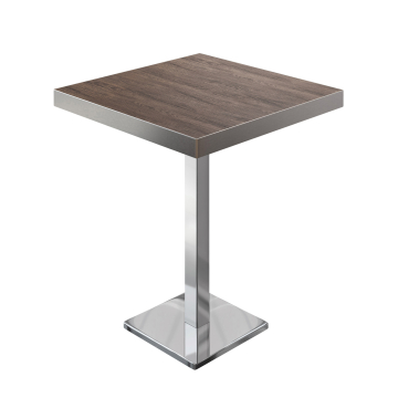 BM | Bistro Stehtisch | 60 x 60 x 110 cm | Quadratisch | Edelstahl Rand | Light Wenge / Edelstahl