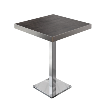 BM | Bistro Stehtisch | 60 x 60 x 110 cm | Quadratisch | Edelstahl Rand | Wenge / Edelstahl