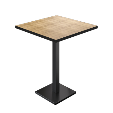 BM | Bistro Stehtisch | 70 x 70 x 108 cm | Quadratisch | Schwarzer Rand | Eiche / Schwarz