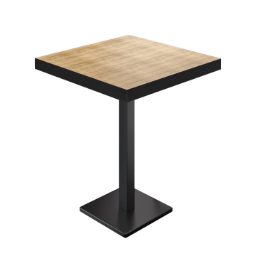 BM | Bistro Stehtisch | 80 x 80 x 110 cm | Quadratisch | Schwarzer Rand | Eiche / Schwarz