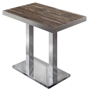 BM | Bistro Table Haut | 110 x 60 x 110 cm | Rectangulaire | Bord en Acier Inoxydable | Vintage Old / Acier Inoxydable