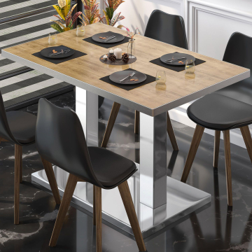 BM | bistro table | W:D:H 110 x 60 x 75 cm | oak / stainless steel | rectangular