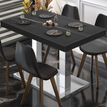BM | Bistro table | W:D:H 110 x 60 x 77 cm | Black marble / stainless steel | Rectangular