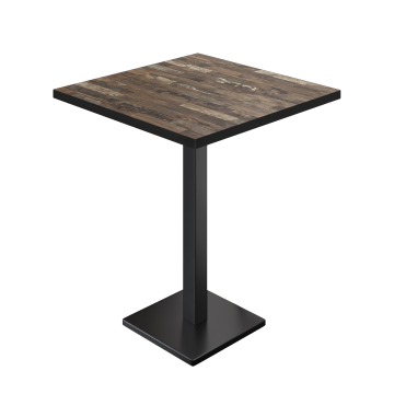 BM | Bistro Tavolo Alto | 80 x 80 x 108 cm | Quadrato | Bordo Nero | Vintage Vecchio / Nero