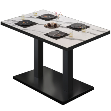 BM | Bistrobord | B:D:H 110 x 60 x 75 cm | Hvid marmor / Sort | Rektangulært