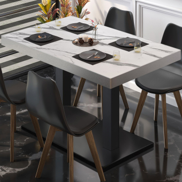 BM | Bistrobord | B:D:H 110 x 60 x 77 cm | Hvid marmor / Sort | Rektangulært