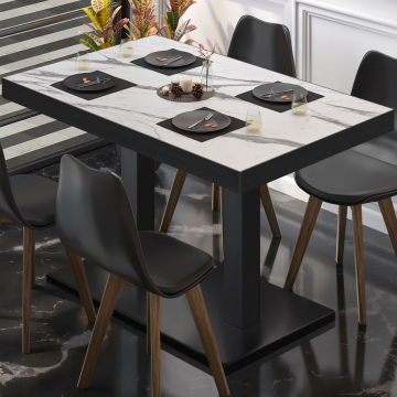 BM | Bistrobord | B:D:H 110 x 60 x 77 cm | Hvid marmor / Sort | Rektangulært