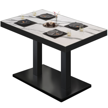 BM | Bistrobord | B:D:H 110 x 60 x 77 cm | Hvid marmor / Sort | Rektangulært