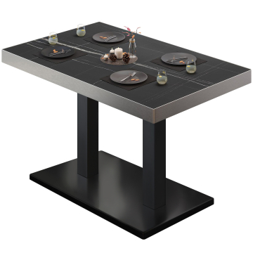 BM | Bistrobord | B:D:H 110 x 60 x 77 cm | Svart marmor / svart | Rektangulær