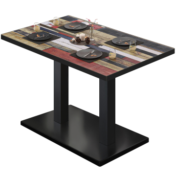 BM | Bistrobord | B:D:H 120 x 70 x 75 cm | Vintage fargerik / svart | Rektangulær