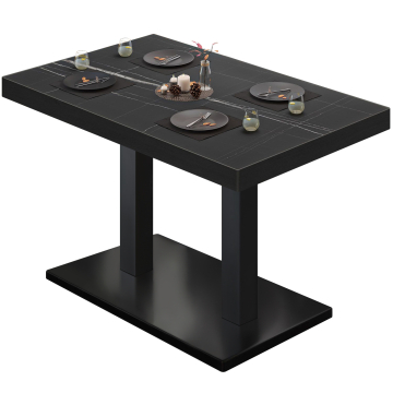 BM | Bistrobord | B:D:H 130 x 80 x 77 cm | Svart marmor / Svart | Rektangulärt