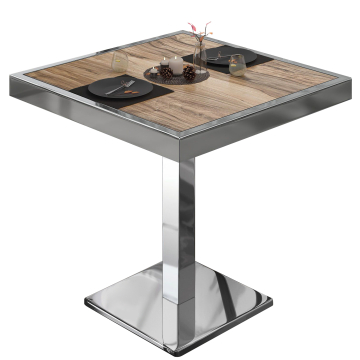 BM | Bistrobord | B:D:H 60 x 60 x 77 cm | Sheesham / rustfrit stål | Firkantet