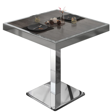 BM | Bistrobord | B:D:H 60 x 60 x 77 cm | Wenge / rustfrit stål | Firkantet