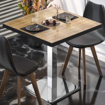 BM | bistrobord | B:D:H 70 x 70 x 75 cm | ek / rostfritt stål | fyrkantigt