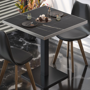 BM | Bistrobord | B:D:H 70 x 70 x 75 cm | Sort marmor / Sort | Firkantet