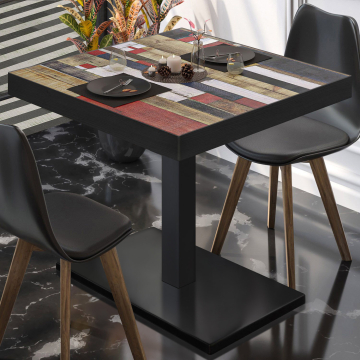 BM | Bistropöytä | L:S:K 80 x 80 x 77 cm | Vintage värillinen / musta | Neliö