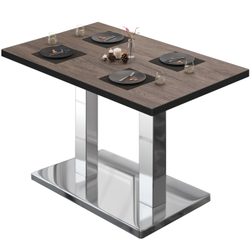 BM | Bistrotafel | B:D:H 110 x 60 x 75 cm | Licht wengé / roestvrij staal | Rechthoekig