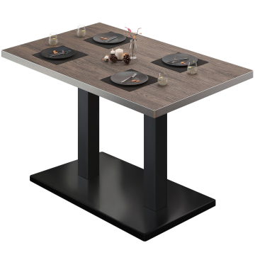 BM | Bistrotafel | B:D:H 110 x 60 x 75 cm | Licht Wengé / Zwart | Rechthoekig