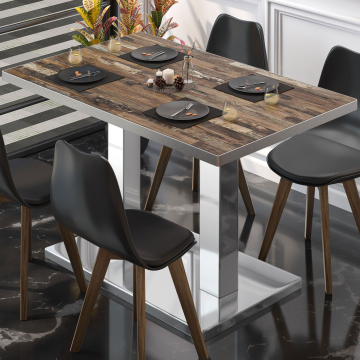 BM | Bistrotafel | B:D:H 110 x 60 x 75 cm | Vintage Oud / roestvrij staal | Rechthoekig
