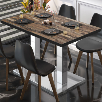 BM | Bistrotafel | B:D:H 110 x 60 x 75 cm | Vintage Oud / roestvrij staal | Rechthoekig