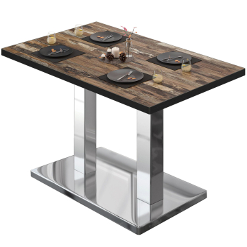 BM | Bistrotafel | B:D:H 110 x 60 x 75 cm | Vintage Oud / roestvrij staal | Rechthoekig