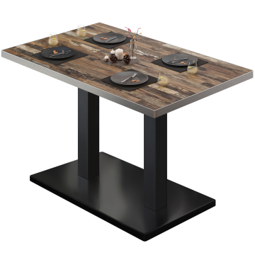BM | Bistrotafel | B:D:H 110 x 60 x 75 cm | Vintage Oud / Zwart | Rechthoekig