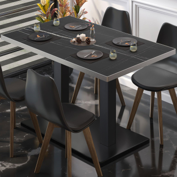 BM | Bistrotafel | B:D:H 110 x 60 x 75 cm | Zwart marmer / Zwart | Rechthoekig