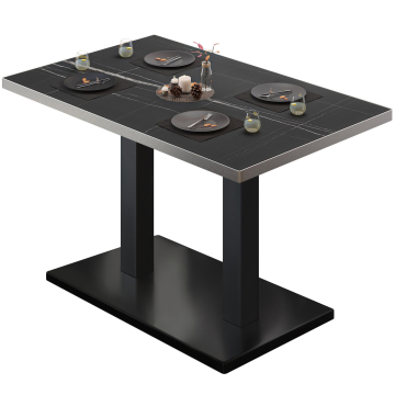 BM | Bistrotafel | B:D:H 110 x 60 x 75 cm | Zwart marmer / Zwart | Rechthoekig