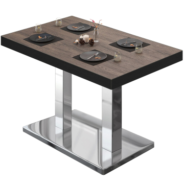 BM | Bistrotafel | B:D:H 110 x 60 x 77 cm | Licht wengé / roestvrij staal | Rechthoekig