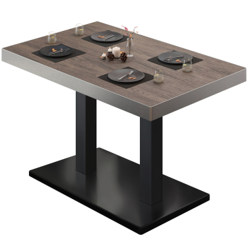 BM | Bistrotafel | B:D:H 110 x 60 x 77 cm | Licht Wengé / Zwart | Rechthoekig