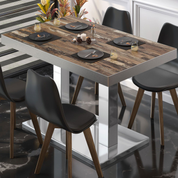 BM | Bistrotafel | B:D:H 110 x 60 x 77 cm | Vintage Oud / roestvrij staal | Rechthoekig