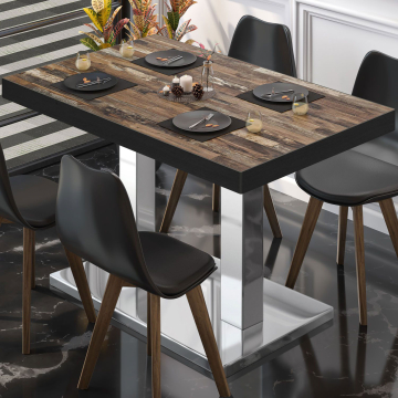 BM | Bistrotafel | B:D:H 110 x 60 x 77 cm | Vintage Oud / roestvrij staal | Rechthoekig