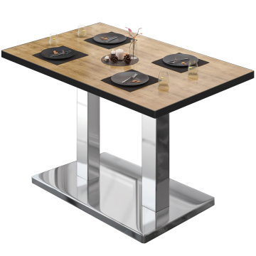 BM | Bistrotafel | B:D:H 120 x 70 x 75 cm | eiken / roestvrij staal | rechthoekig