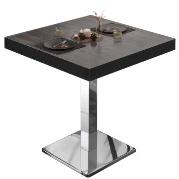 BM | Bistrotafel | B:D:H 70 x 70 x 77 cm | Wengé / roestvrij staal | Vierkant