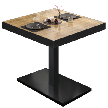 BM | Bistrotafel | B:D:H 80 x 80 x 77 cm | Eik / Zwart | Vierkant